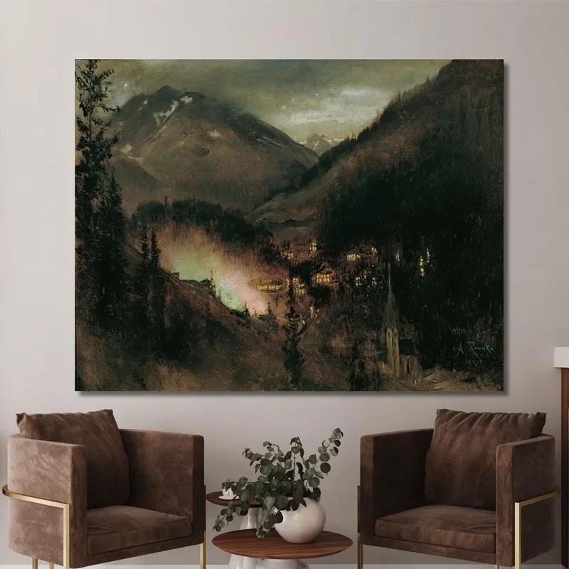 Wildbad Gastein Di Sera Con Illuminazione Bengala Anton Romako
