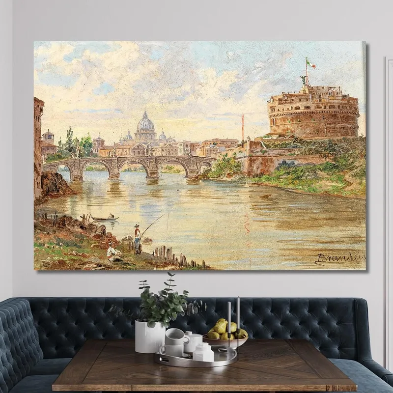 Una Veduta Di Roma Con Castel Sant'Angelo Ponte Sant'Angelo E La Basilica Di San Pietro Sullo Sfondo Antonietta Brandeis