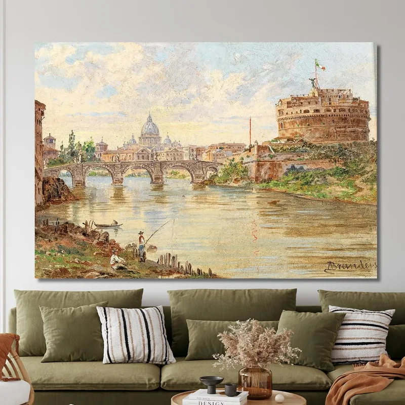 Una Veduta Di Roma Con Castel Sant'Angelo Ponte Sant'Angelo E La Basilica Di San Pietro Sullo Sfondo Antonietta Brandeis