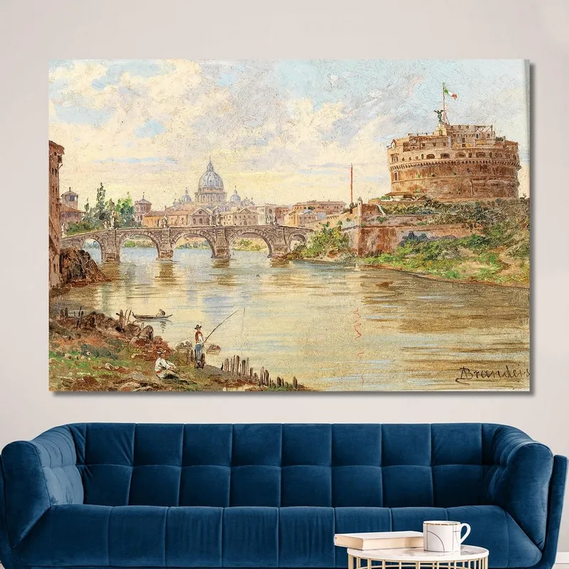 Una Veduta Di Roma Con Castel Sant'Angelo Ponte Sant'Angelo E La Basilica Di San Pietro Sullo Sfondo Antonietta Brandeis