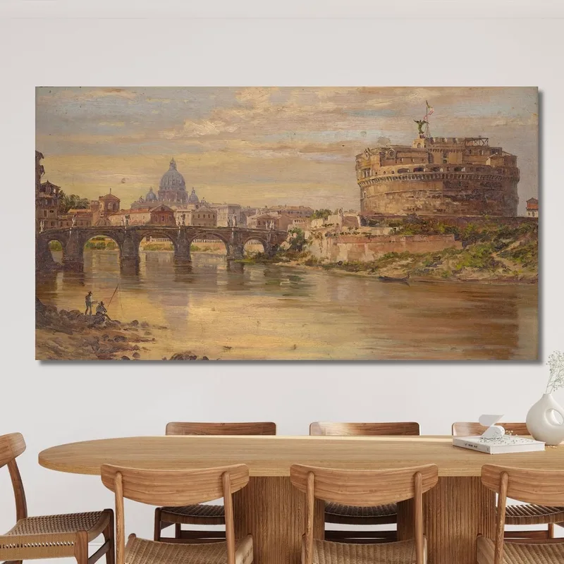 Una Vista Del Tevere Con Castel Sant'Angelo E San Pietro Antonietta Brandeis
