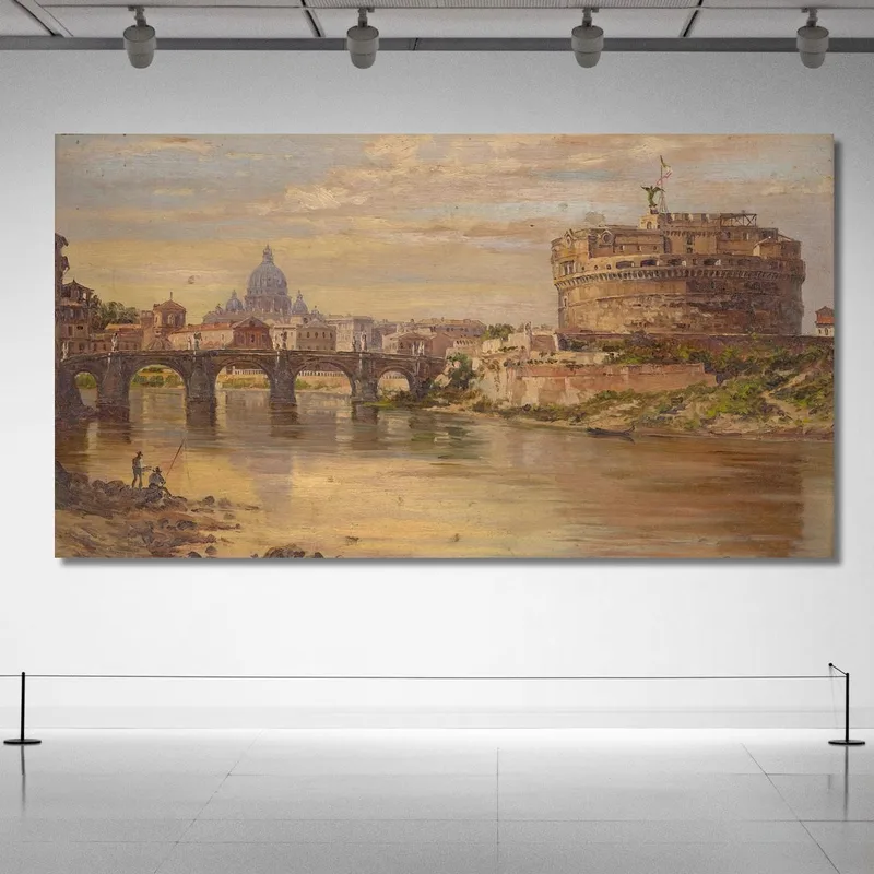 Una Vista Del Tevere Con Castel Sant'Angelo E San Pietro Antonietta Brandeis