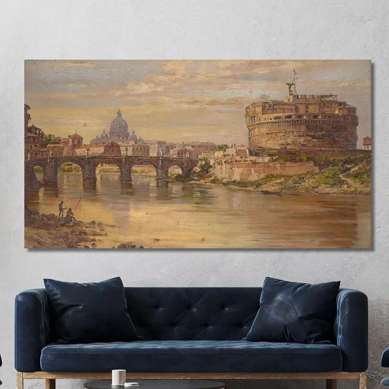 Una Vista Del Tevere Con Castel Sant'Angelo E San Pietro Antonietta Brandeis