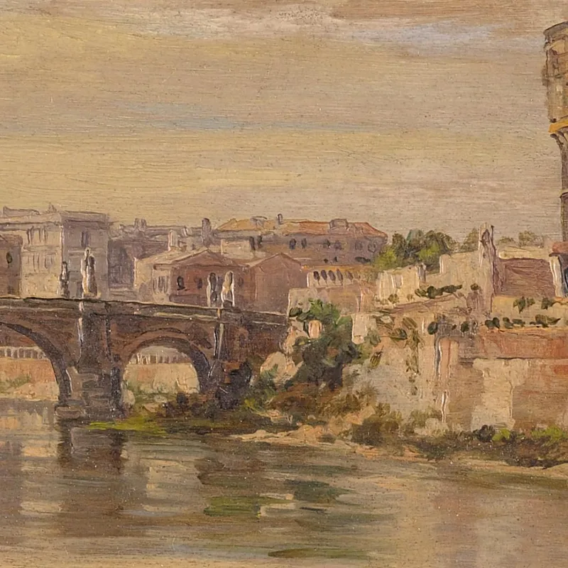 Una Vista Del Tevere Con Castel Sant'Angelo E San Pietro Antonietta Brandeis