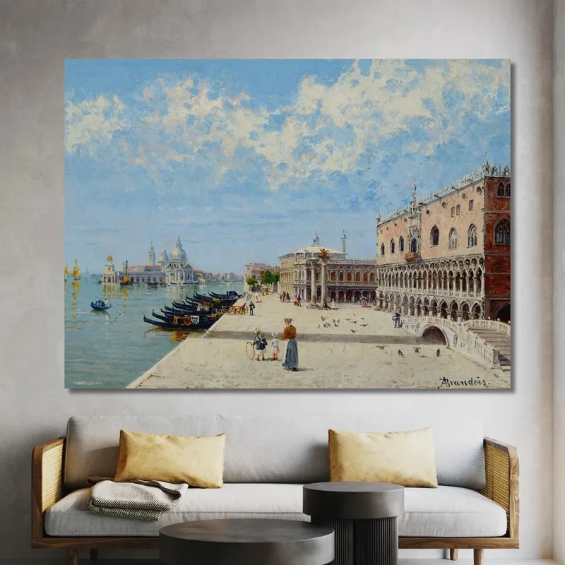 Figures By The Molo With The Libreria The Punta Della Dogana And Santa Maria Della Salute Beyond Antonietta Brandeis