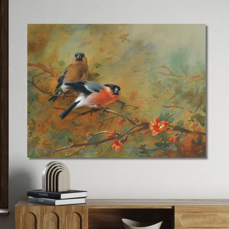 Camachuelos Y Pyrus Japonica Archibald Thorburn