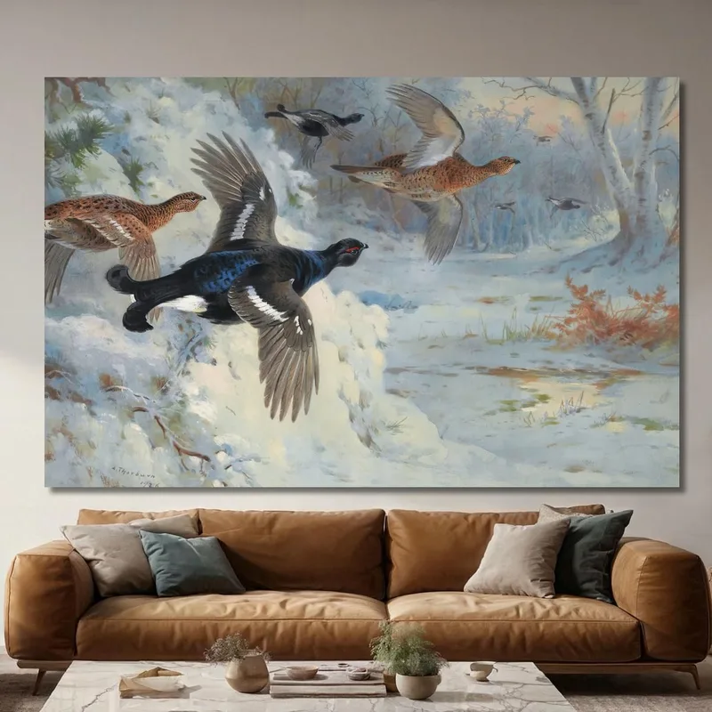 A Través De Los Bosques Nevados - Gallos Lira Archibald Thorburn