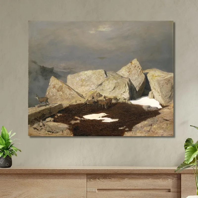 Paysage De Montagne Avec Des Chamois Arnold Böcklin