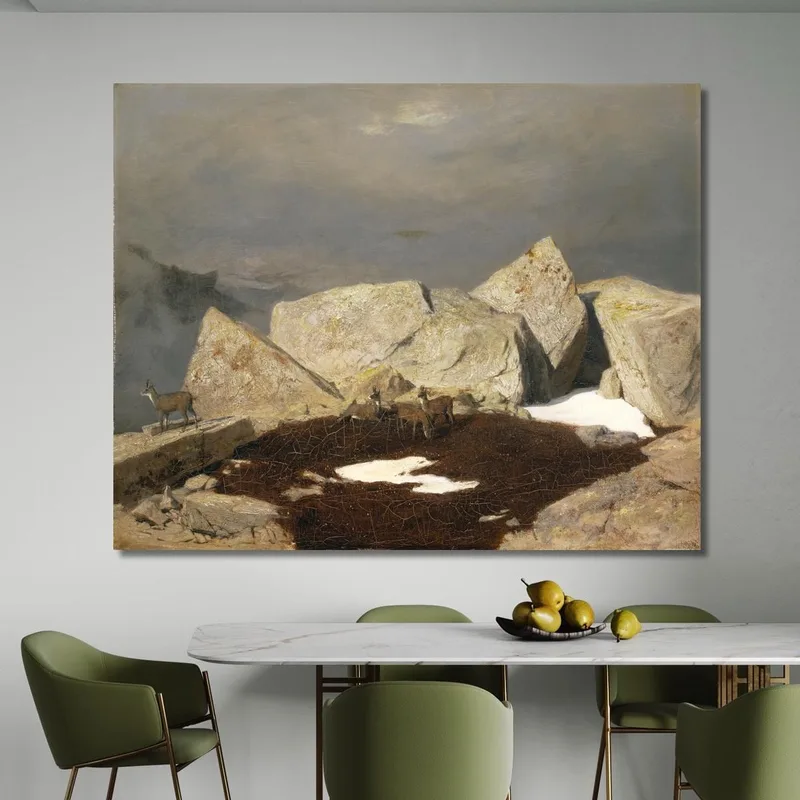Paysage De Montagne Avec Des Chamois Arnold Böcklin