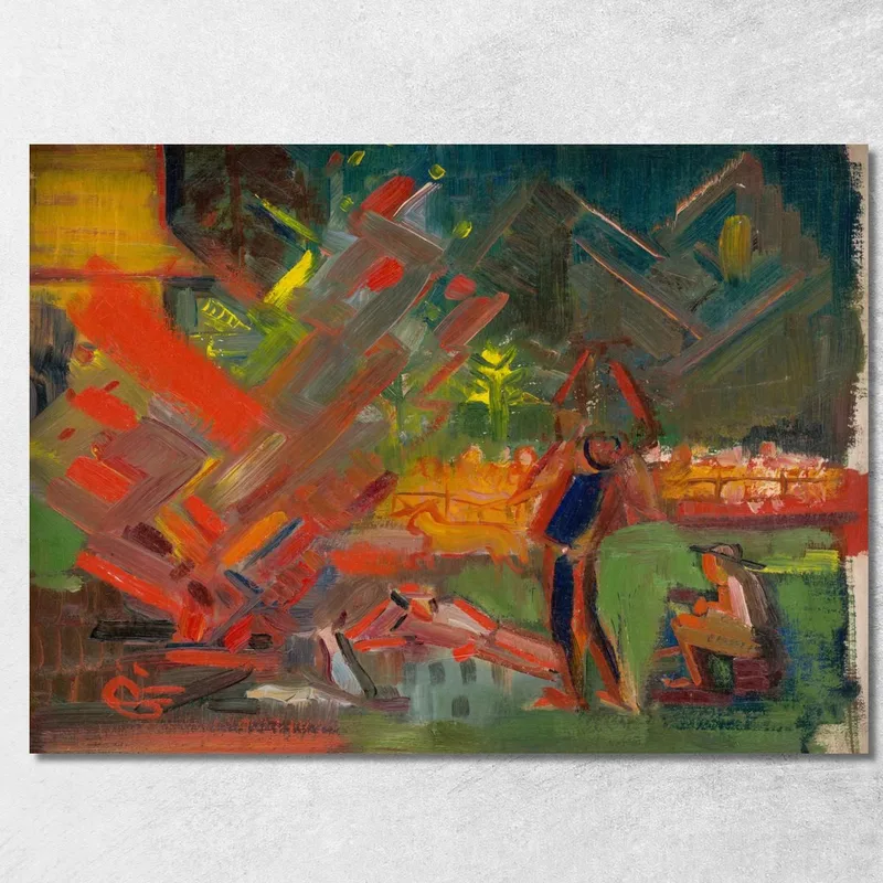 Am Lagerfeuer Arnold Peter Weisz-Kubínčan drucken auf leinwand