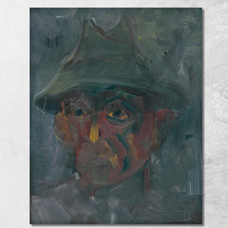 Kopf Eines Mannes Mit Hut Arnold Peter Weisz-Kubínčan drucken auf leinwand