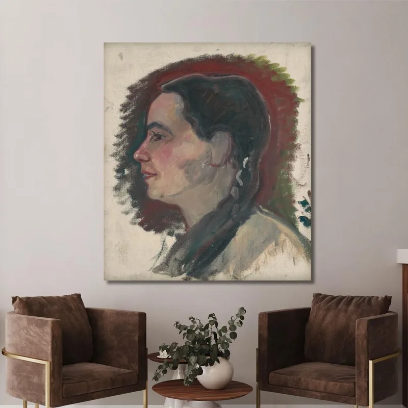 Portrait Of A Young Woman With A Braid Arnold Peter Weisz-Kubínčan