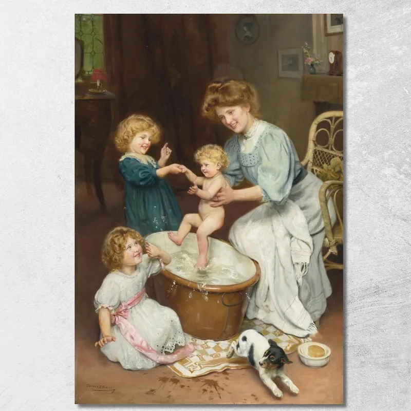 El Baño Del Bebé Arthur John Elsley cuadro en lienzo