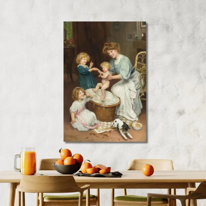 Babys Badezeit Arthur John Elsley