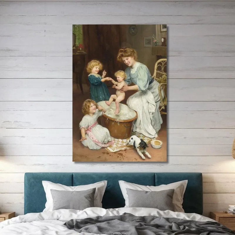 Babys Badezeit Arthur John Elsley