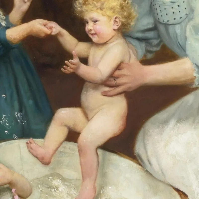 Babys Badezeit Arthur John Elsley