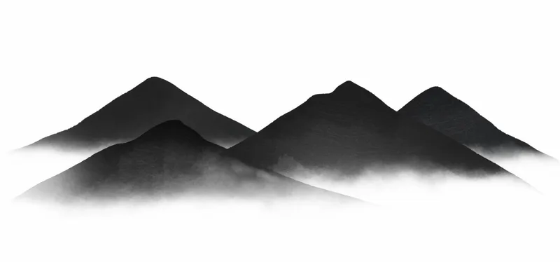 Cuadro De Paisaje Abstracto Paisaje Montañoso Negro Con Niebla Y Colinas