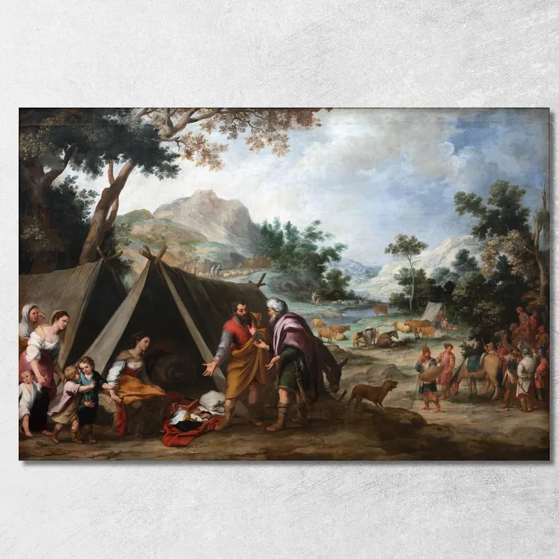 Labano Che Cerca I Suoi Dei Domestici Rubati Bartolomé Estebán Murillo quadro stampa su tela