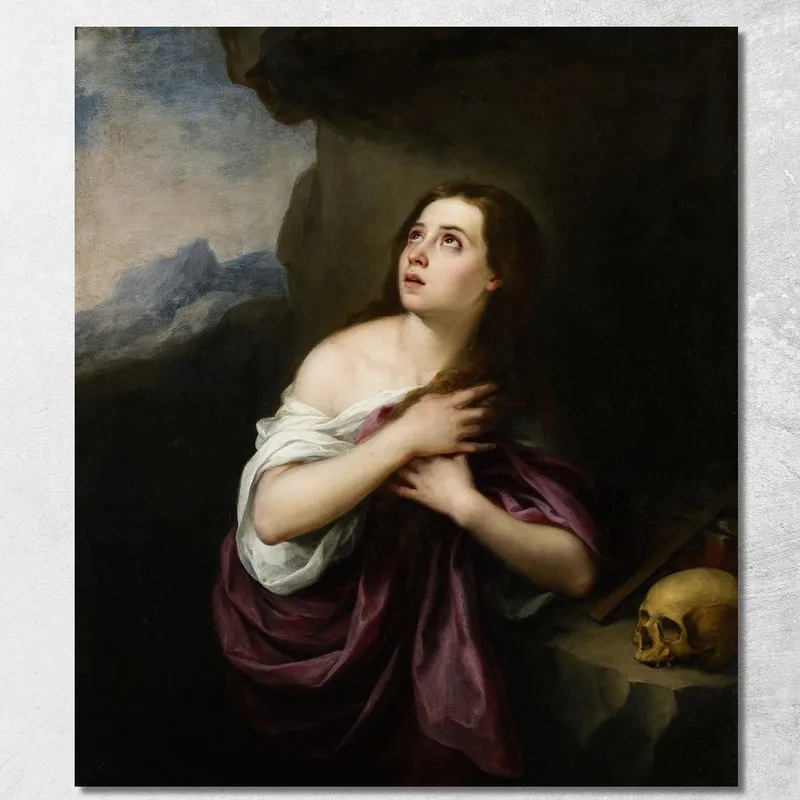 Maddalena Penitente Bartolomé Estebán Murillo quadro stampa su tela