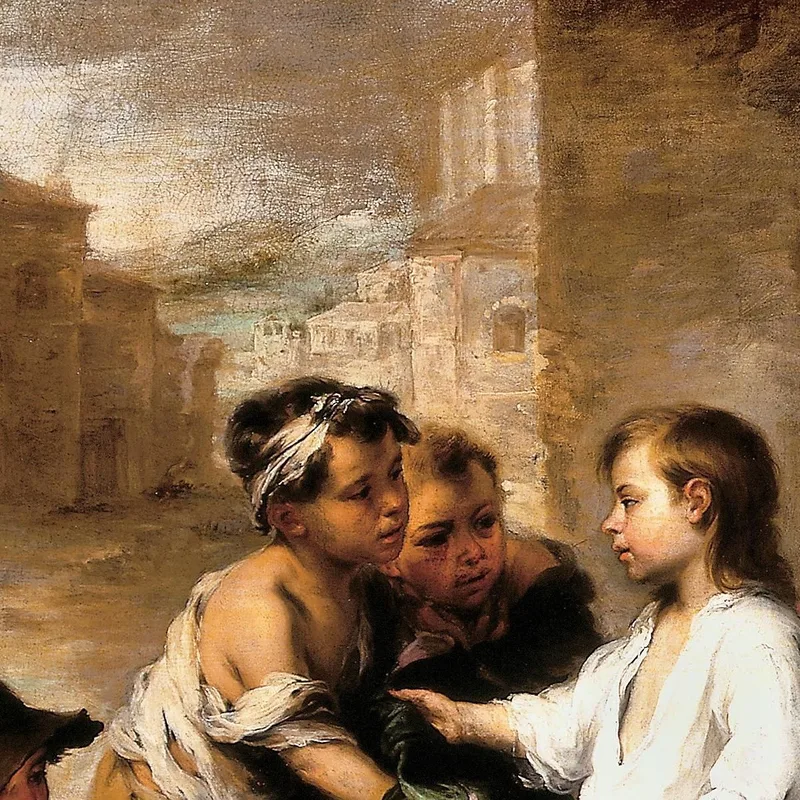 San Tomás De Villanueva Repartiendo Sus Ropas Entre Niños Mendigos Bartolomé Estebán Murillo