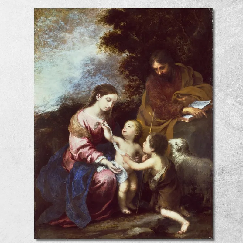 Die Heilige Familie Mit Dem Jesuskind Bartolomé Estebán Murillo drucken auf leinwand