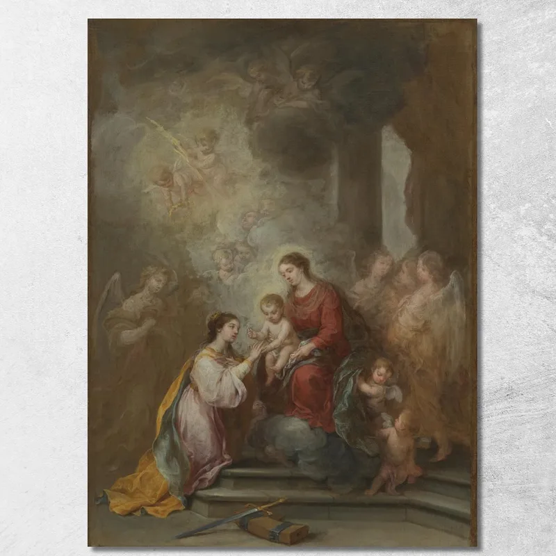 Die Mystische Hochzeit Der Heiligen Katharina Bartolomé Estebán Murillo drucken auf leinwand