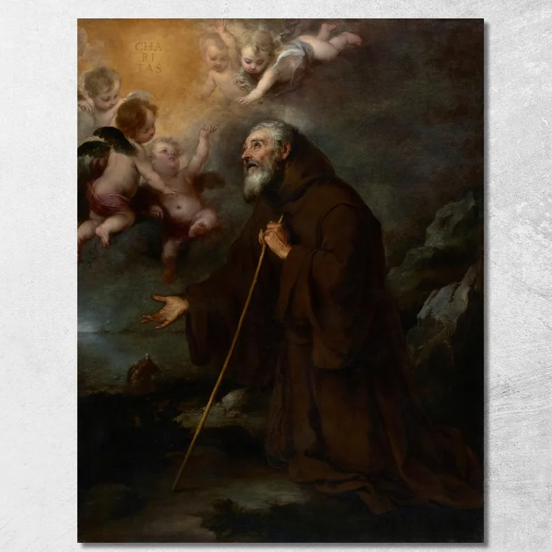 Die Vision Des Heiligen Franziskus Von Paola Bartolomé Estebán Murillo drucken auf leinwand