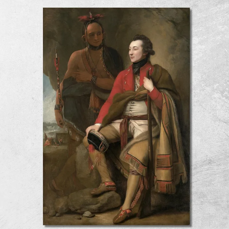 Coronel Guy Johnson Y Capitán Karonghyontye David Hill Benjamin West cuadro en lienzo