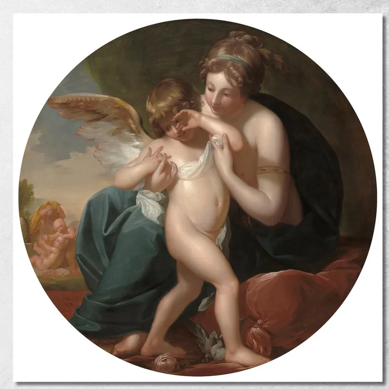 Cupido Picado Por Una Abeja Es Acariciado Por Su Madre Benjamin West cuadro en lienzo