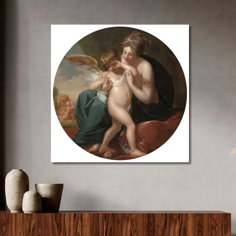 Cupido Punto Da Un'Ape È Accudito Da Sua Madre Benjamin West quadro stampa su tela
