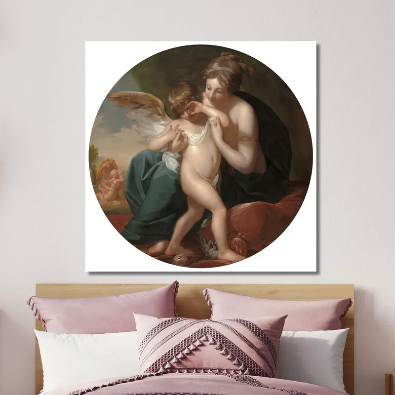 Cupido Punto Da Un'Ape È Accudito Da Sua Madre Benjamin West quadro stampa su tela