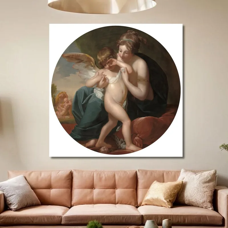 Cupido Punto Da Un'Ape È Accudito Da Sua Madre Benjamin West quadro stampa su tela