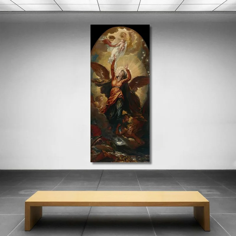 La Donna Vestita Di Sole Fugge Dalla Persecuzione Del Drago Benjamin West quadro stampa su tela