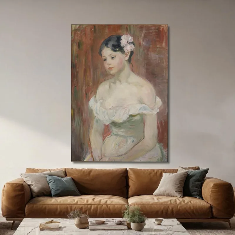 Joven Con Escote Y Flor En El Cabello Berthe Morisot