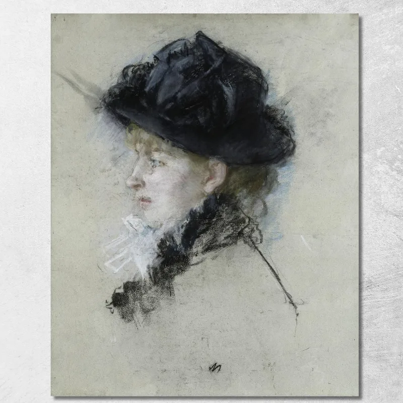 Mademoiselle Louise Riesener Mit Hut Berthe Morisot drucken auf leinwand