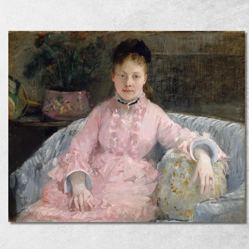L'Abito Rosa (Albertie-Marguerite Carré, Poi Madame Ferdinand-Henri Himmes, 1854-1935) Berthe Morisot quadro stampa su tela