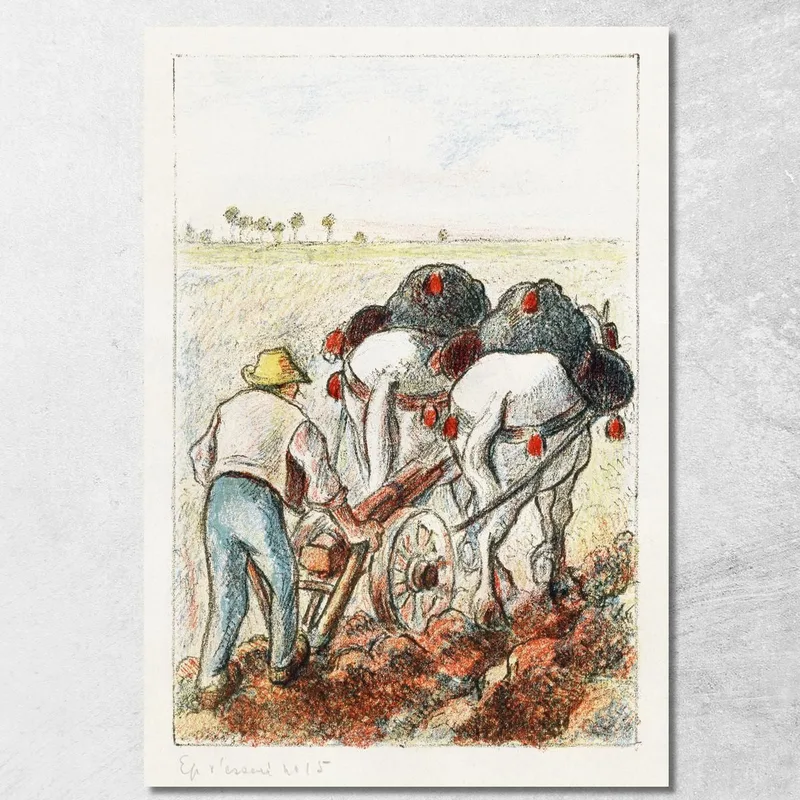 L'Aratro 1901 Camille Pissarro quadro stampa su tela