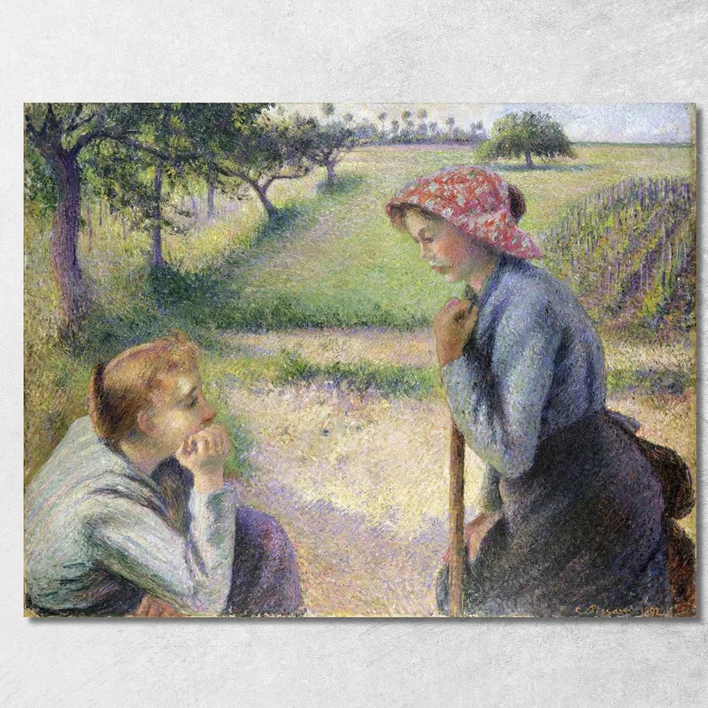 Due Giovani Contadine Camille Pissarro quadro stampa su tela
