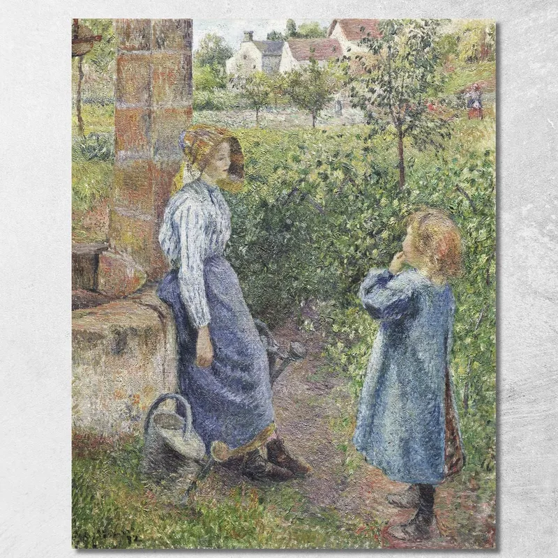 Donna E Bambino Al Pozzo 1882 Camille Pissarro quadro stampa su tela