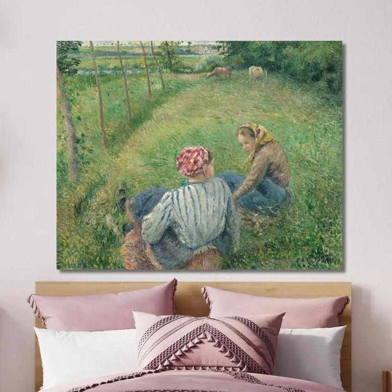 Giovani Contadine Che Riposano Nei Campi Vicino A Pontoise 1882 Camille Pissarro