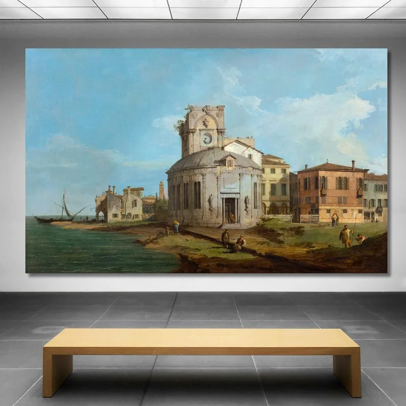 Un Capriccio Veneziano Con Una Chiesa Ovale Sulla Laguna Canaletto