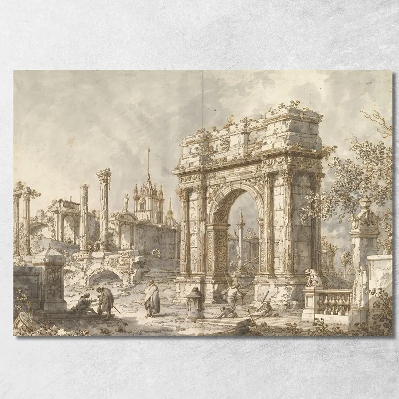 Capriccio Con Arco Trionfale Romano Canaletto quadro stampa su tela
