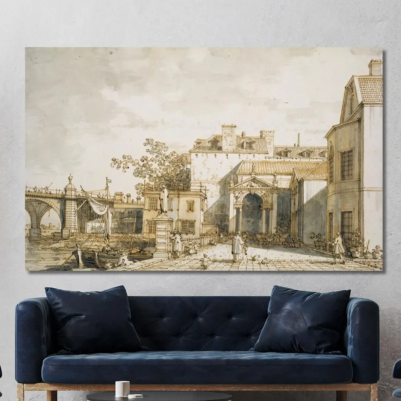 Capriccio Avec Des Réminiscences Du Pont De Westminster Et De Richmond House Canaletto