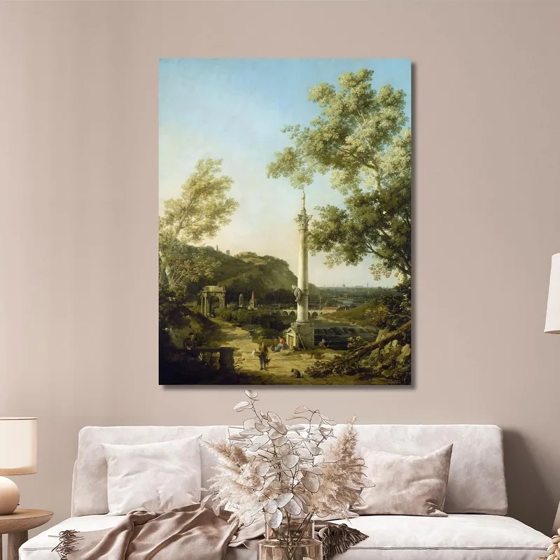 Paisaje Inglés Capriccio Con Una Columna Canaletto