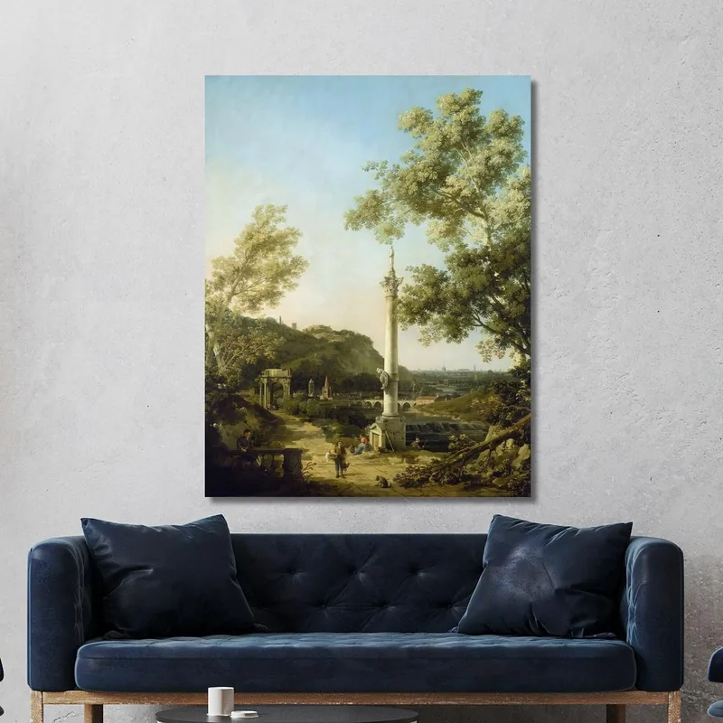 Paisaje Inglés Capriccio Con Una Columna Canaletto