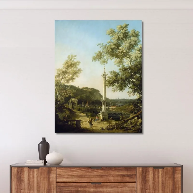 Paisaje Inglés Capriccio Con Una Columna Canaletto