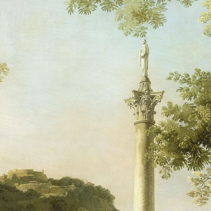Paisaje Inglés Capriccio Con Una Columna Canaletto