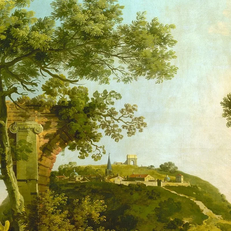 Englisches Landschaftscapriccio Mit Palast Canaletto