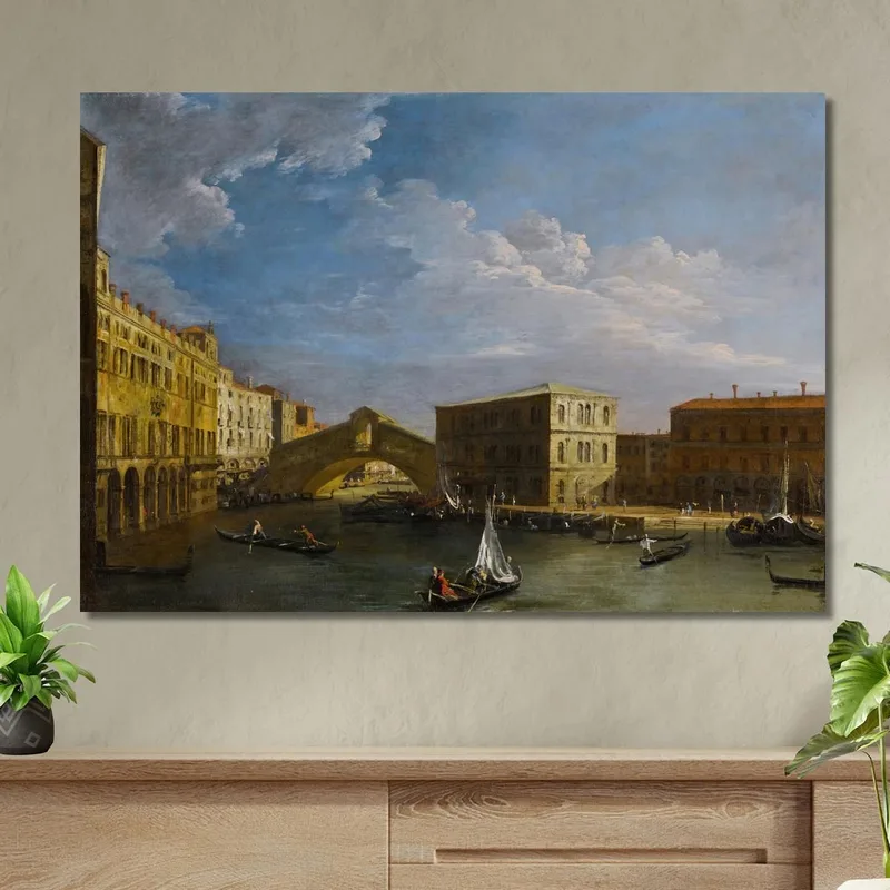 Venecia Una Vista Del Gran Canal Y El Puente De Rialto Desde El Norte Canaletto