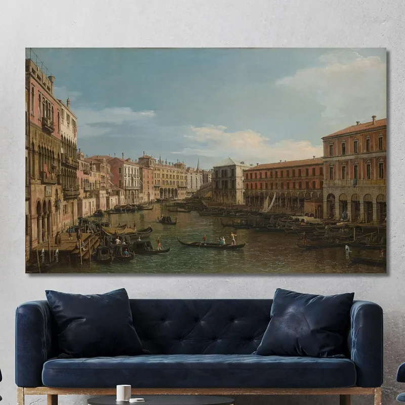 Venedig: Blick Auf Den Canale Grande Von Der Ca’ Da Mosto Nach Süden In Richtung Rialtobrücke Canaletto